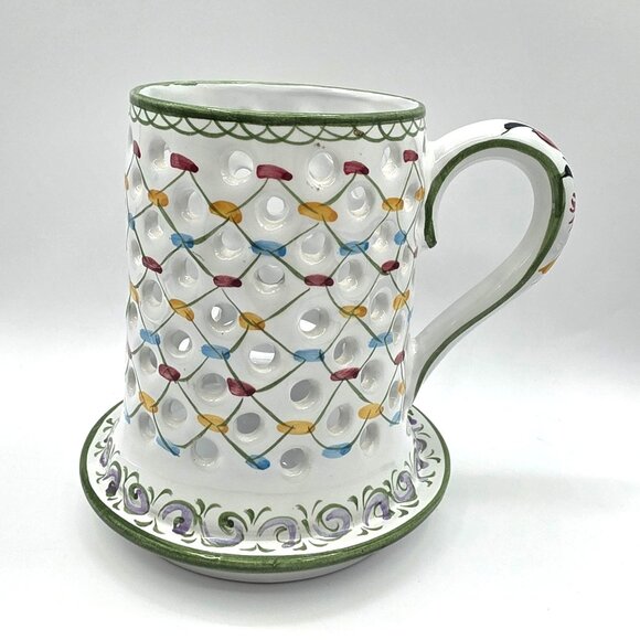 Hand Painted Taper Candle Holder R.C. & Cal Juncal Porto da Mos Ceramic Portugal - Picture 4 of 10